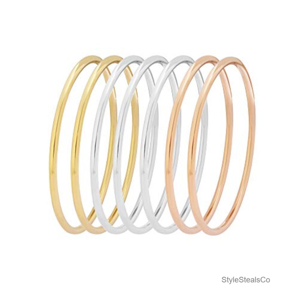 Stainless Steel Stackable Bangle Bracelet Set Of … - image 4